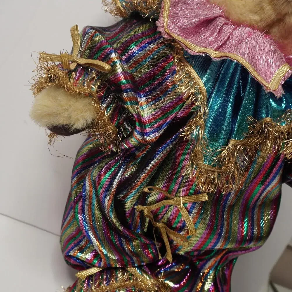 VTG Harlequin Jester Teddy Bear Plush Mardi Gras Masquerade Clown‎ Costume 22
